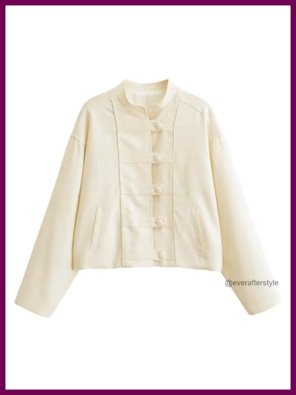 KEOMUD Women's Cropped Mandarin Collar Jacket Lightweight Fall Casual Coat